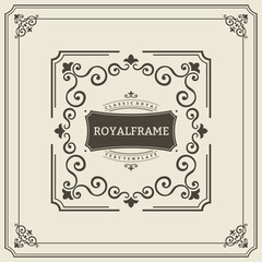 Frame Template. Vintage Ornament Greeting Card. Flourishes Ornament Retro Royal Luxury Invitation, Certificate with place for your Text. Ornamental Frame