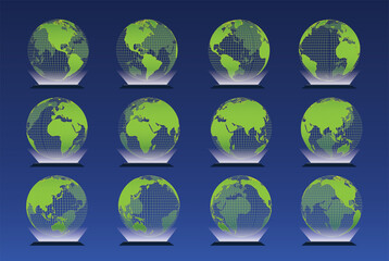 World Globe Digital Hologram Rotating Set