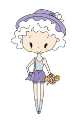 Illustration of little girl doll