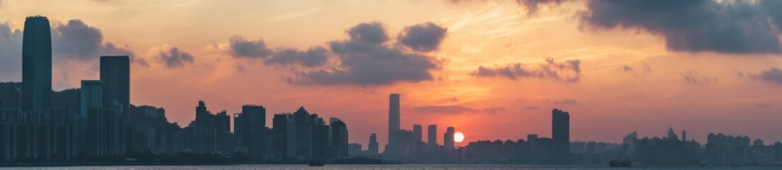 Fototapeta na wymiar Sunset in Hong Kong fishing valley, Lei Yue Mun