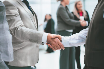 close up. handshake of business people before a business meeting.