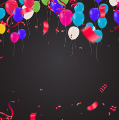Abstract Background with Shining Colorful Balloons. Birthday, Party, presentation, sale, and space for your text. Vector illustration.