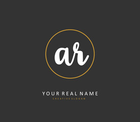 AR Initial letter handwriting and signature logo. A concept handwriting initial logo with template element.