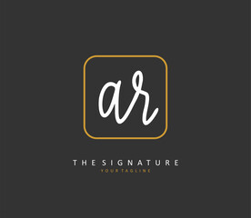 AR Initial letter handwriting and signature logo. A concept handwriting initial logo with template element.