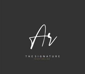 AR Initial letter handwriting and signature logo. A concept handwriting initial logo with template element.