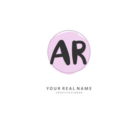 AR Initial letter handwriting and signature logo. A concept handwriting initial logo with template element.