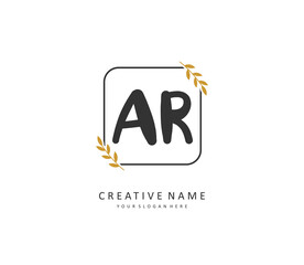 AR Initial letter handwriting and signature logo. A concept handwriting initial logo with template element.