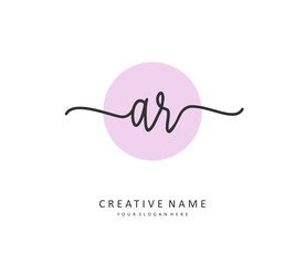 AR Initial letter handwriting and signature logo. A concept handwriting initial logo with template element.