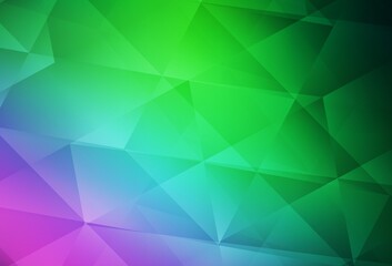 Light Pink, Green vector gradient triangles pattern.