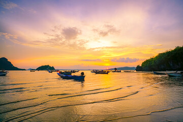 Beautiful twilight at Koh Teab , crab conservation bank, Chumphon, Thailand