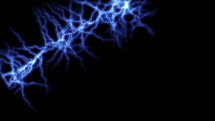 Abstract blue electric lighting effects lightning and thunder glow and sparkle effect. Light and shiny thunder strike