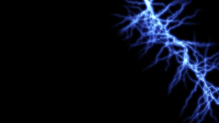 Abstract blue electric lighting effects lightning and thunder glow and sparkle effect. Light and shiny thunder strike