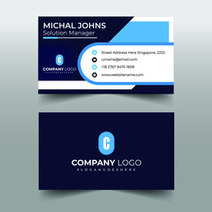 Elegant blue wave business card design vector