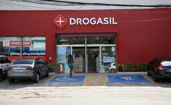 salvador, bahia, brazil - january 25, 2021: facade of the Drogasil pharmacy in the Pituba neighborhood in the city of Salvador.