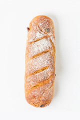 loaf bread view from white background