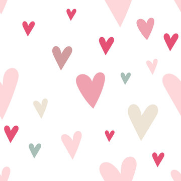 Seamless Pattern For Valentines Day Design With Hearts. Vector Illustration For Packaging. Pattern Is Cut, No Clipping Mask.