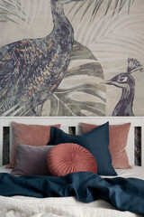 Charming bed with decorative pillows