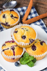 blueberry muffins with powdered sugar fresh berries (1)
