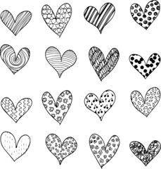 Vector illustration Funny graphic hearts for St.Valentines day