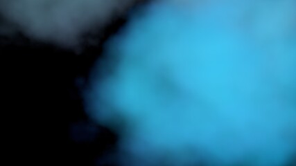 Blue smoke on a black background. Blue smoke background. Colored steam. Poisonous vapors. Clean air, science concept.  3D illustration.
