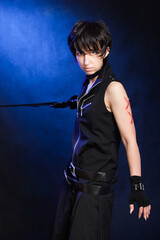 Young woman in image from Japanese anime . Cosplay