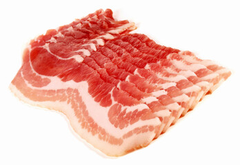 Smoked Bacon Slices on white Background - Isolated
