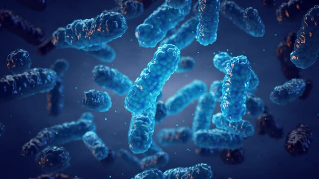 3D render animation of rod shaped Pathogenic Bacteria, Bacterial disease epidemic concept