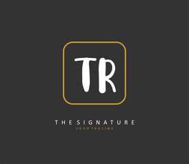 TR Initial letter handwriting and signature logo. A concept handwriting initial logo with template element.
