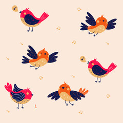 cute cartoon vector birds illustrtations prtint t shirt  bear selfie pattern 