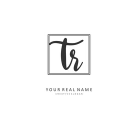 TR Initial letter handwriting and signature logo. A concept handwriting initial logo with template element.
