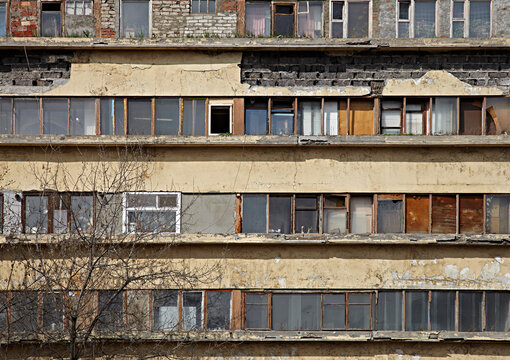 Window detail of a building in Moscow. Narkomfin