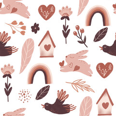 Easter seamless pattern design with bunnies