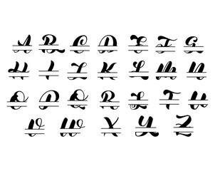Split frame monogram alphabet. Vector stock illustration for banner