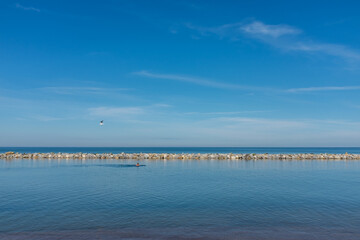 Fototapeta na wymiar Breakwaters at the eastern beach in Darłówko