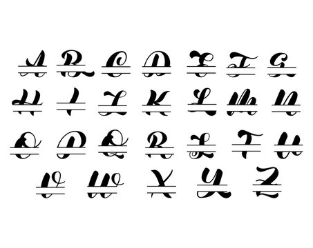 Split frame monogram alphabet. Vector stock illustration for banner
