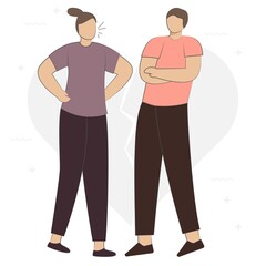 Angry people during conflict, disagreement, and quarrels. People character shouting. Couples and friends brawling and shouting at each other. aggressive men and women. Flat cartoon vector illustration