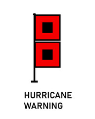 Red Hurricane warning flag icon. Clipart image isolated on white background.