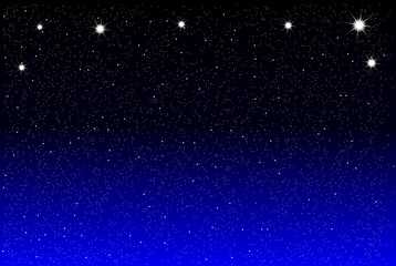 Naklejka na ściany i meble Starry sky of deep space at night. Space background with sparkling stars of big and small sizes. Illustration, vector