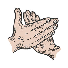 Applause, male palms. Sketch color scratch board imitation.