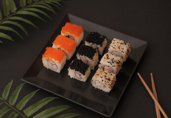 Japanese food. Sushi on plate.