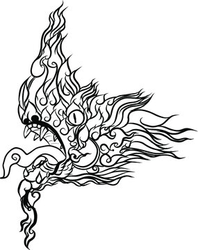 Hand drawn zentangle style Chinese dragon and sketch for tattoo