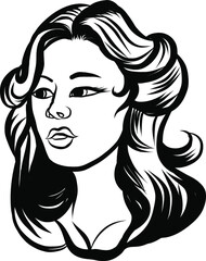 Old school tattoo.comic halftone and pop art style.Women in mask of a lion and flower, Hand drawn vector