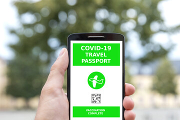 covid 19 travel passport smartphone concept