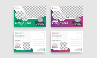 Real estate postcard vector template modern layout for opening invitation