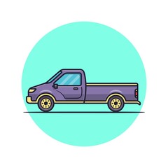Purple-mini-truck-design-illustration-with-blue-background
