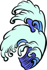water splash and Japanese ocean for tattoo.Line Thai wave tattoo.Japanese wave vector set and thai style.Outline wave dawn from Line Thai style.Thai water wave isolate on white background.