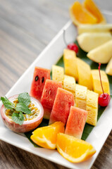 mixed fresh cut organic fruit salad platter