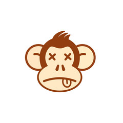 Dead monkey icon. Clipart image isolated on white background.