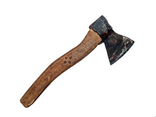  Old ax isolated on a white background.