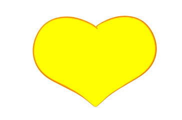 Valentines heart 3D render - -modern concept digital illustration of a yellow burning hot heart. Valentines concept illustration